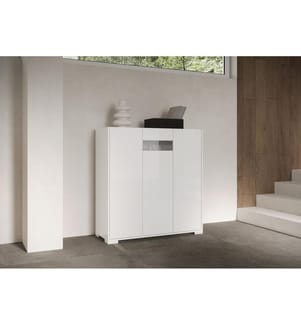 Highboard 3 Türen 100x35x110 cm Riflesso glänzendes Weiss