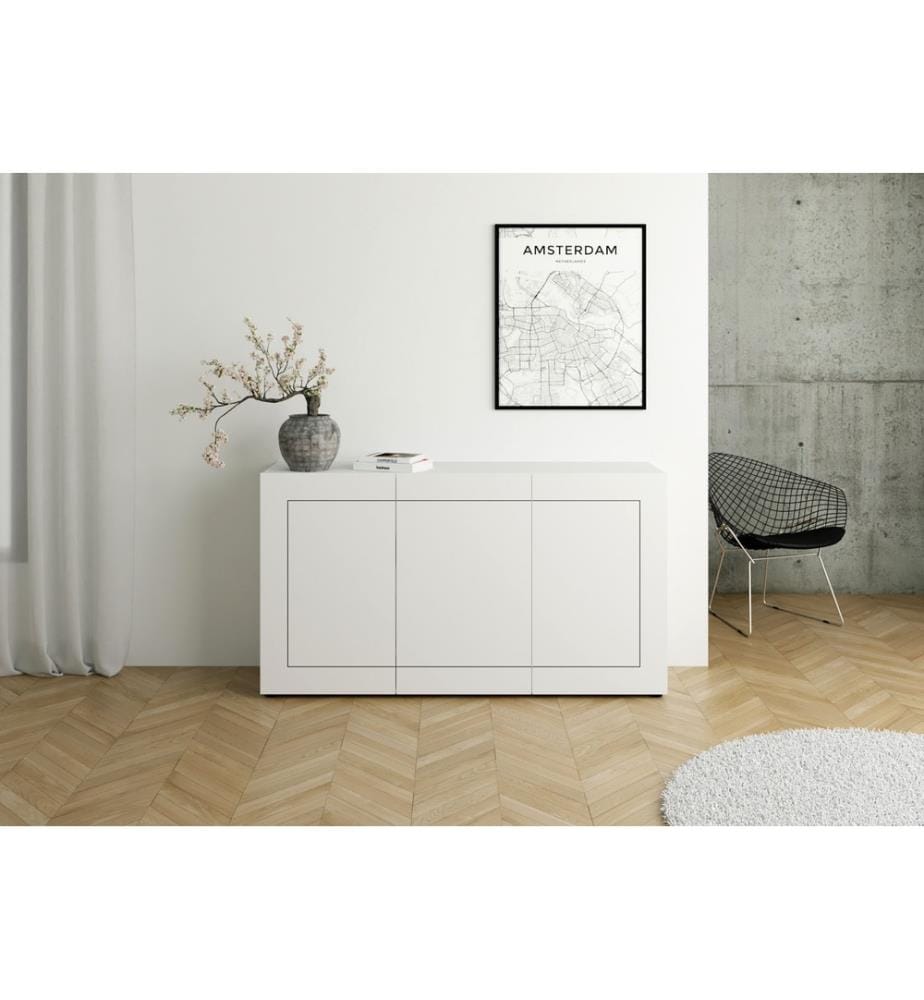 Kommode 3-türig 150x40x83,5 cm Elios Hochglanz Weiss