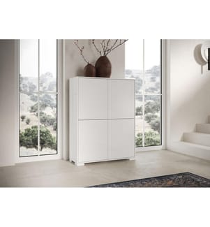 Highboard 4 Türen 90x35x120 cm Lumina glänzendes Weiss