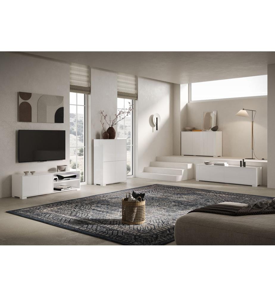 Sideboard 4 Türen 172x40x83 cm Lumina glänzendes Weiss