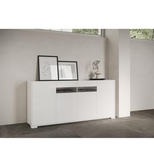 Sideboard 4 Türen 174x40x81 cm Riflesso glänzendes Weiss