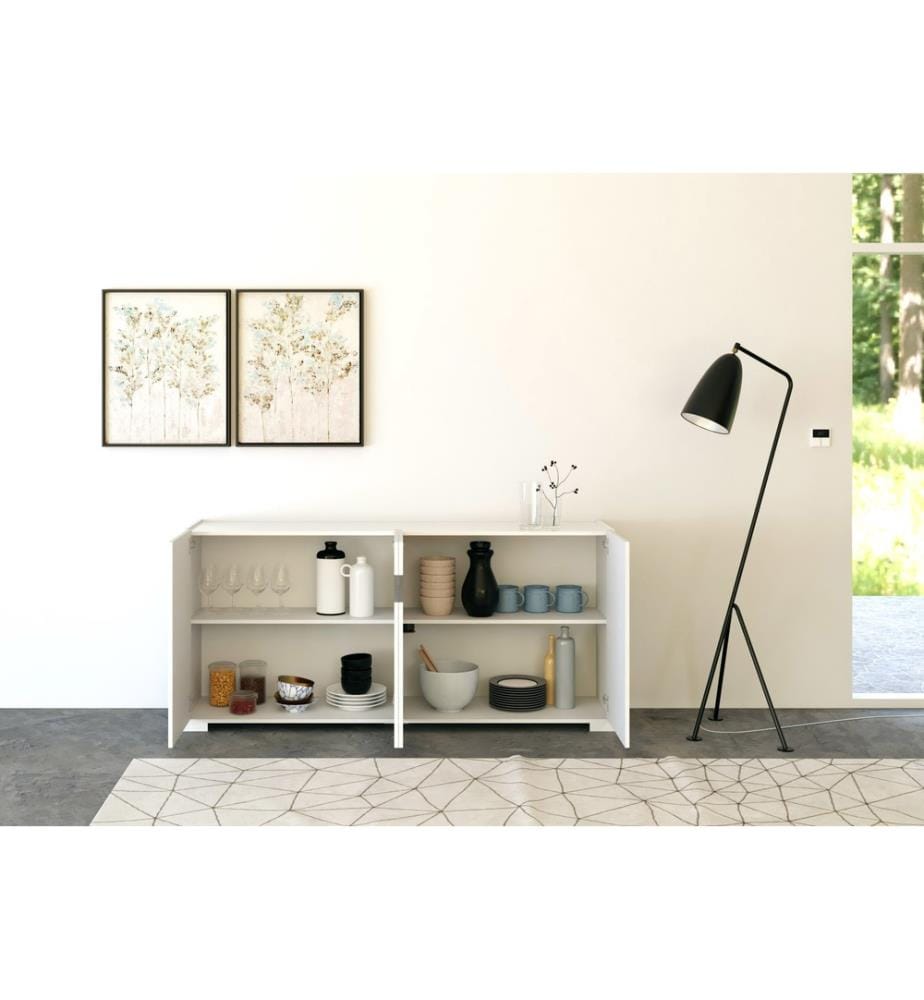 Sideboard 4 Türen 174x40x81 cm Riflesso glänzendes Weiss