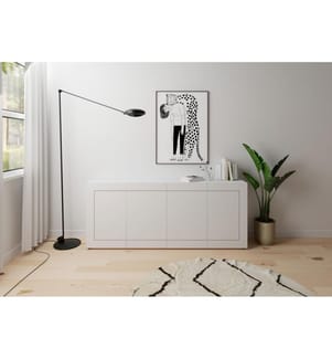 Kommode 4-türig 200x40x83,5 cm Elios Hochglanz Weiss