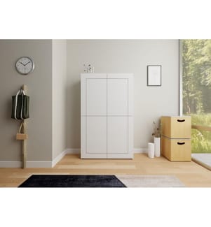 Hohe Kommode 4-türig 100x35x165 cm Elios Hochglanz Weiss