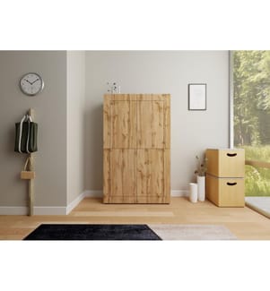 Hohe Kommode 4-türig 100x35x165 cm Elios Eiche Natur