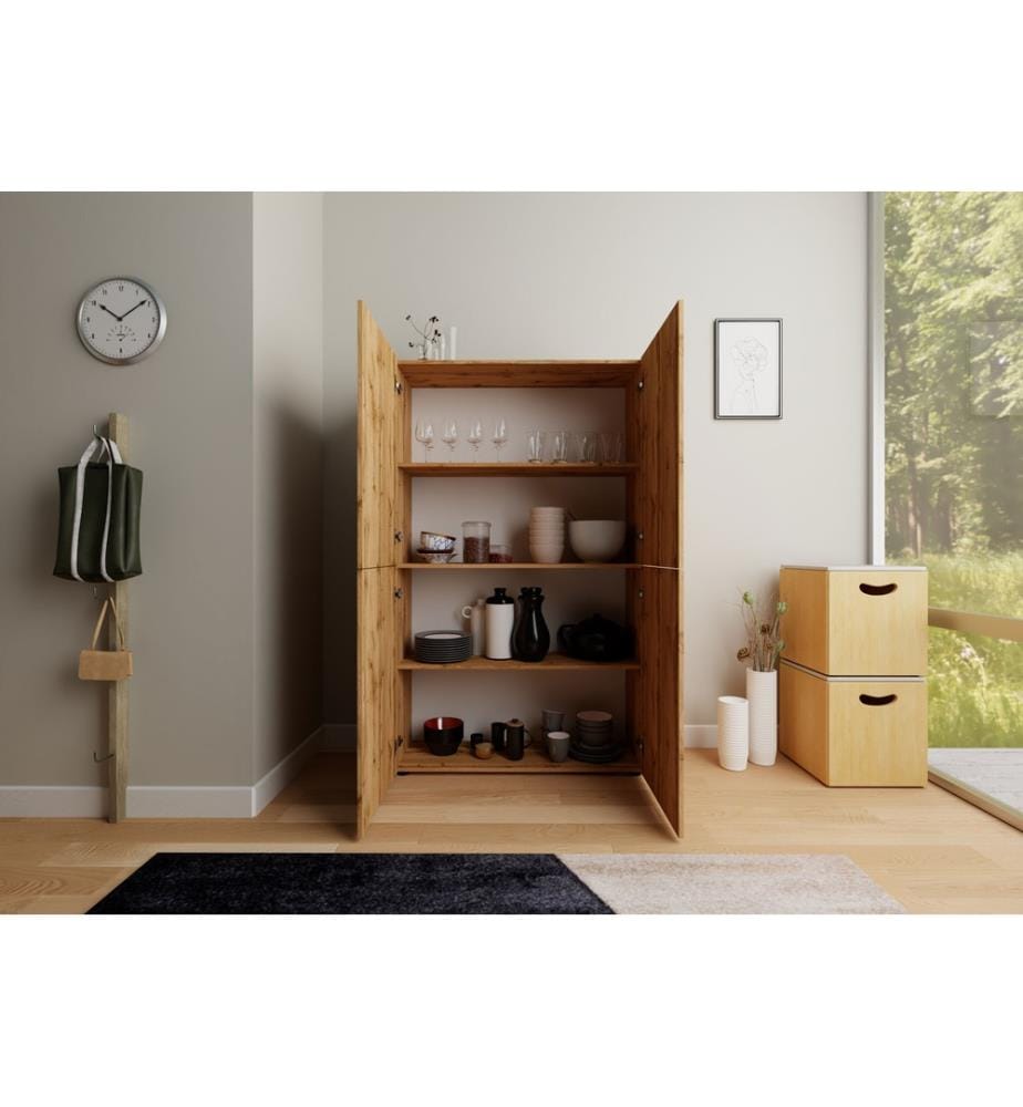 High chest of drawers 4-door 100x35x165 cm Elios natural oak