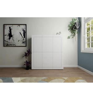 Hohe Kommode 5-türig/3-Schubladen 150x35x165 cm Elios Hochglanz Weiss