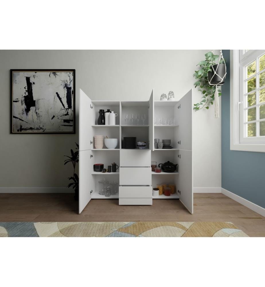 High chest of drawers 5-door/3-drawers 150x35x165 cm Elios high gloss white