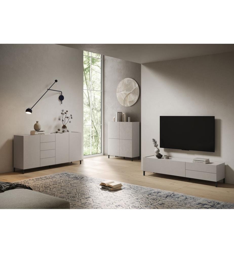 Lowboard 1 Klappe/2 Schubkästen 160x42x40 cm Solaria cashmere