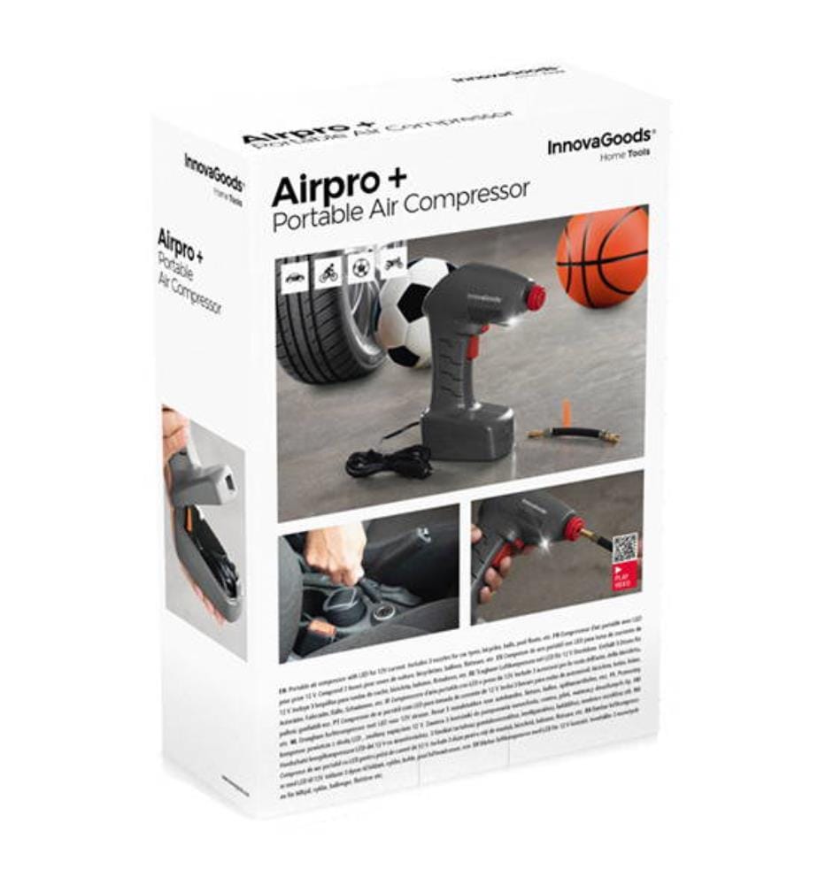 Portable air compressor with LED light Airpro+ - Gray
