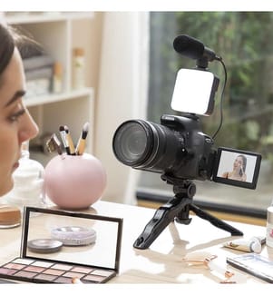 Plodni Vlogging Kit mit Licht, Mikrofon und Fernbedienung - Schwarz