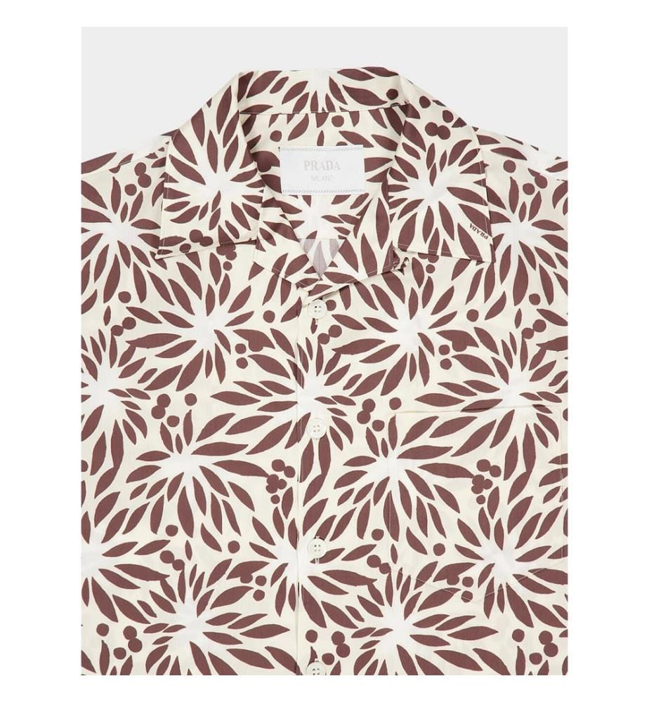 Camicia da bowling stampata - Beige e bianco