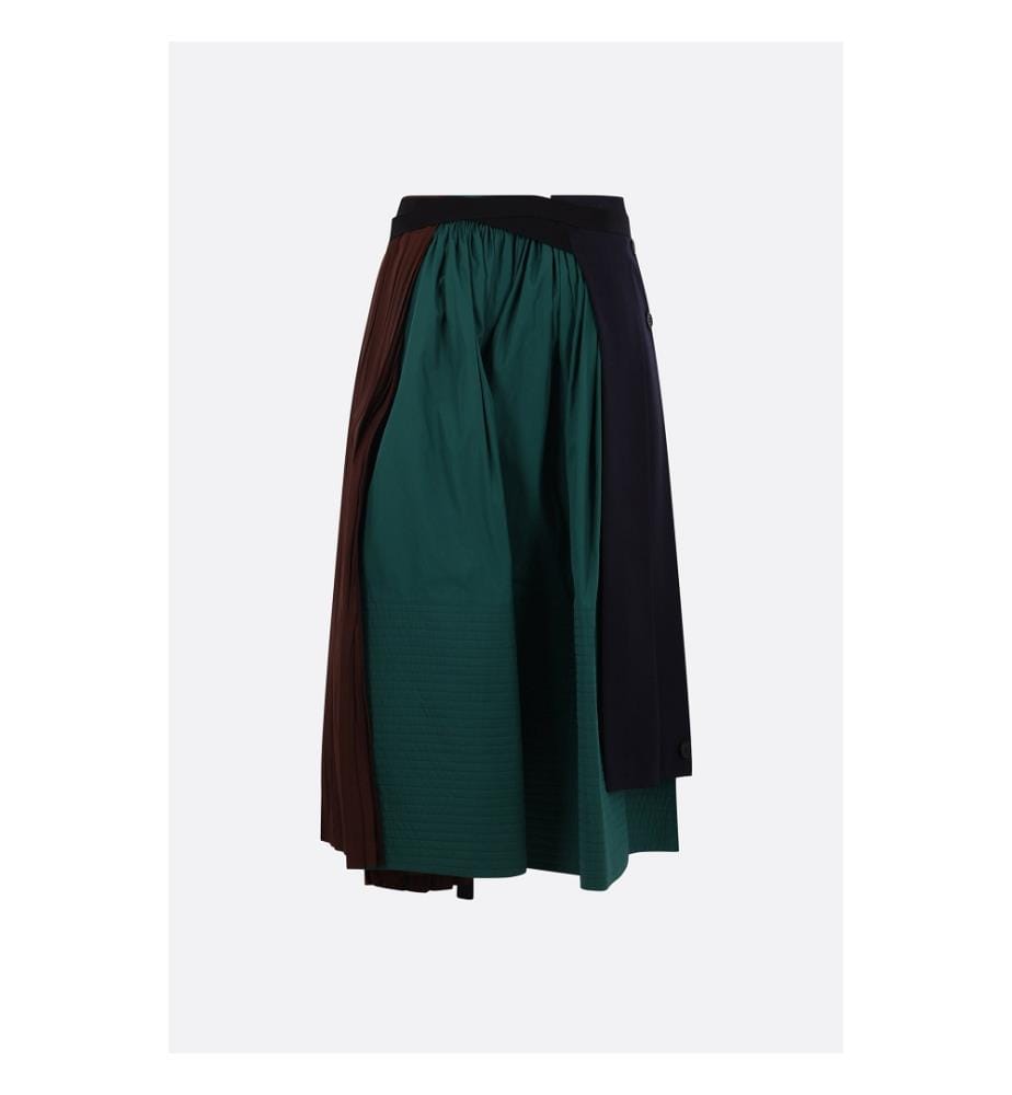 Asymmetrischer Patchwork-Rock – Mehrfarbig-blau