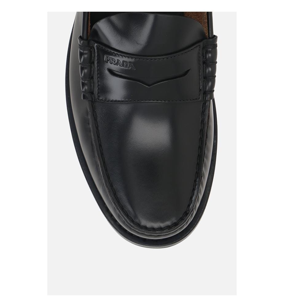 Brushed Leather Loafers - Black