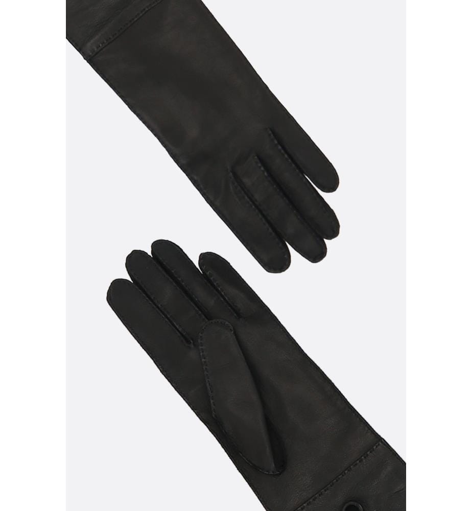 Long Nappa Leather Gloves - Black