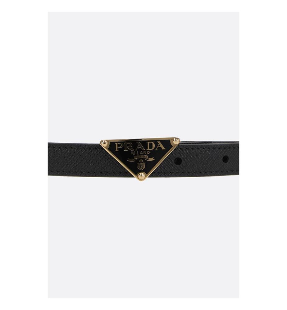 Ceinture fine en cuir Saffiano – Noir