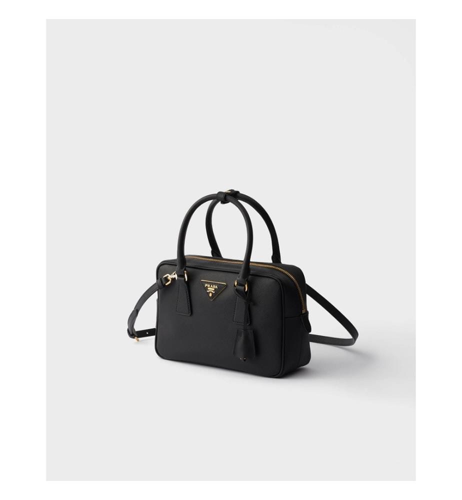 Petit sac à main en cuir Saffiano - Noir
