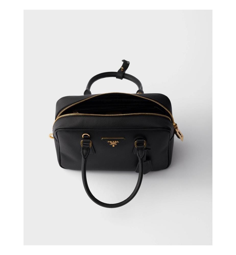 Petit sac à main en cuir Saffiano - Noir