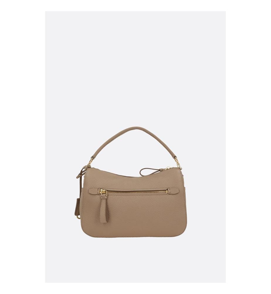 Petit sac à main en cuir grainé – Beige