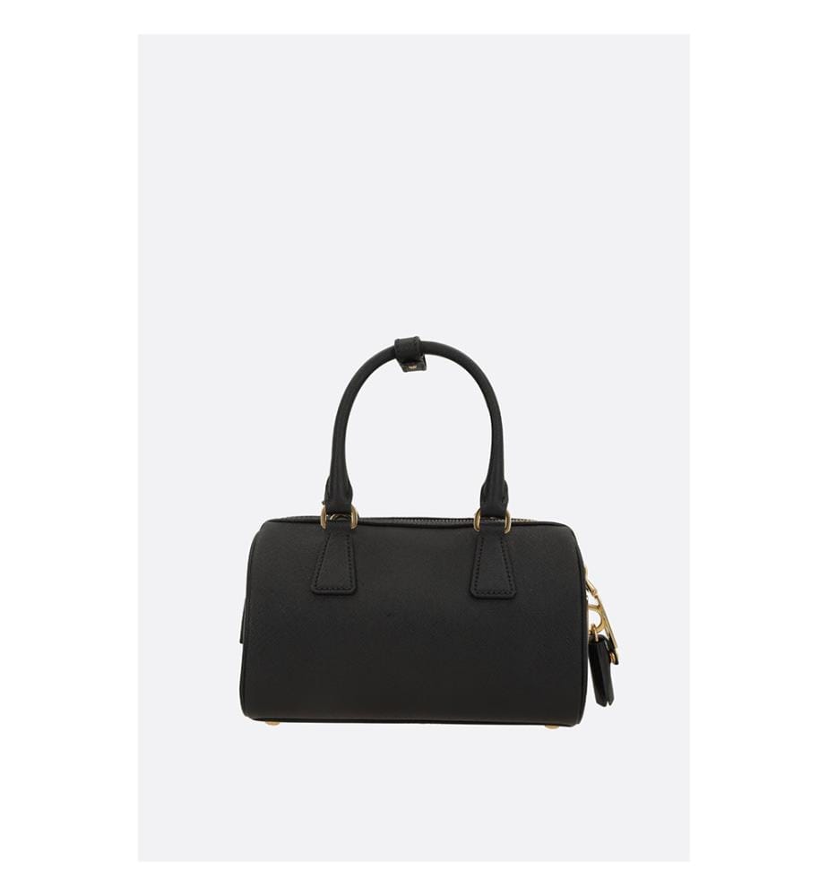 Petit sac de bowling en cuir Saffiano Lux – Noir