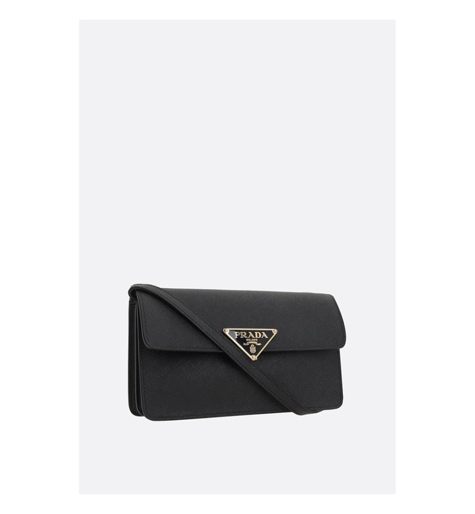 Mini sac crossbody en cuir Saffiano – Noir