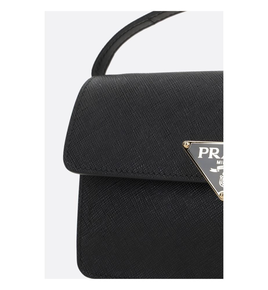 Mini sac crossbody en cuir Saffiano – Noir