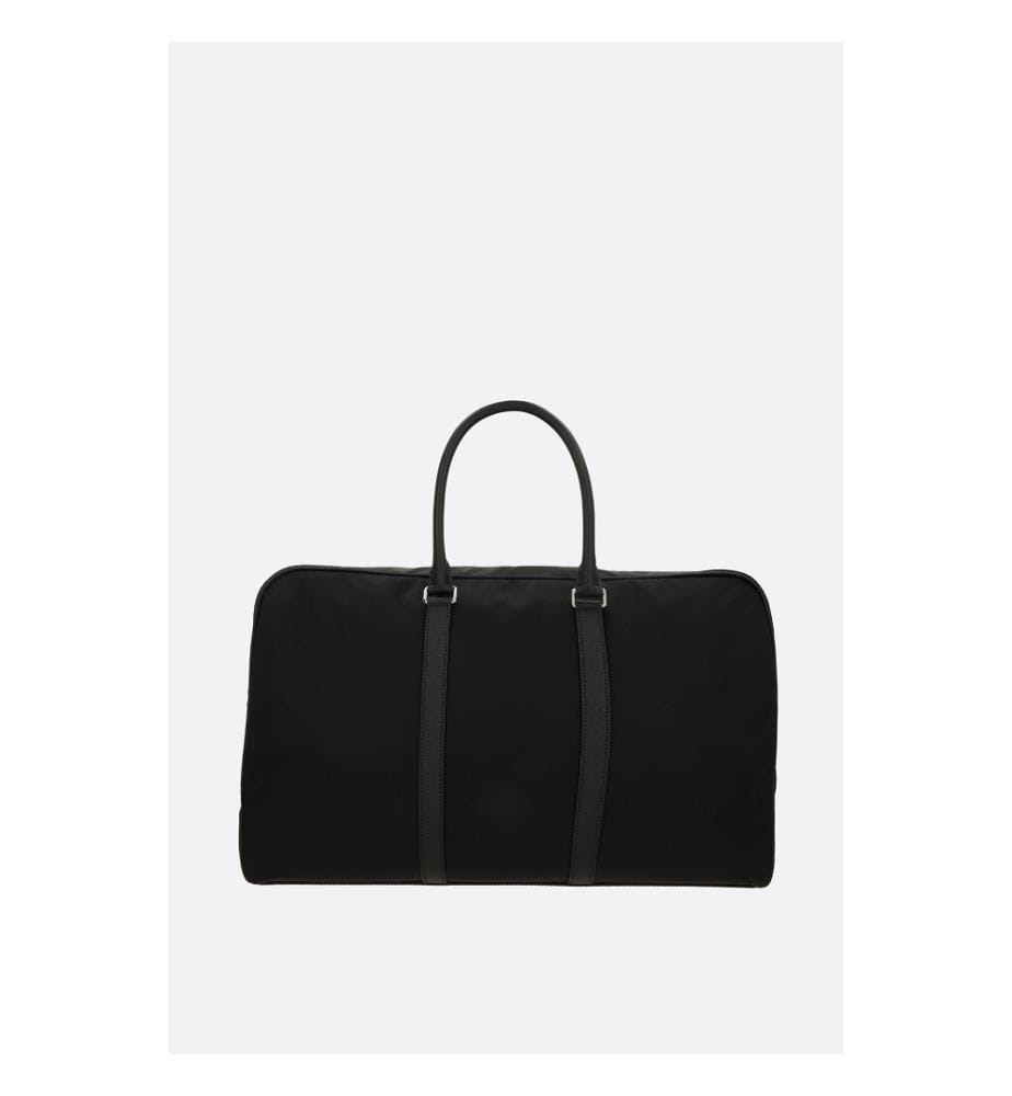 Re-Nylon- und Saffiano-Wochenendtasche – Schwarz