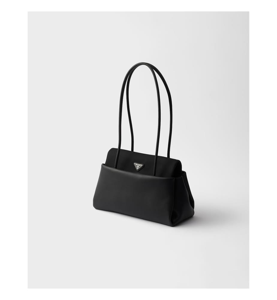 Sac moyen Prada Passage cuir avec rabat Re-Nylon - Noir