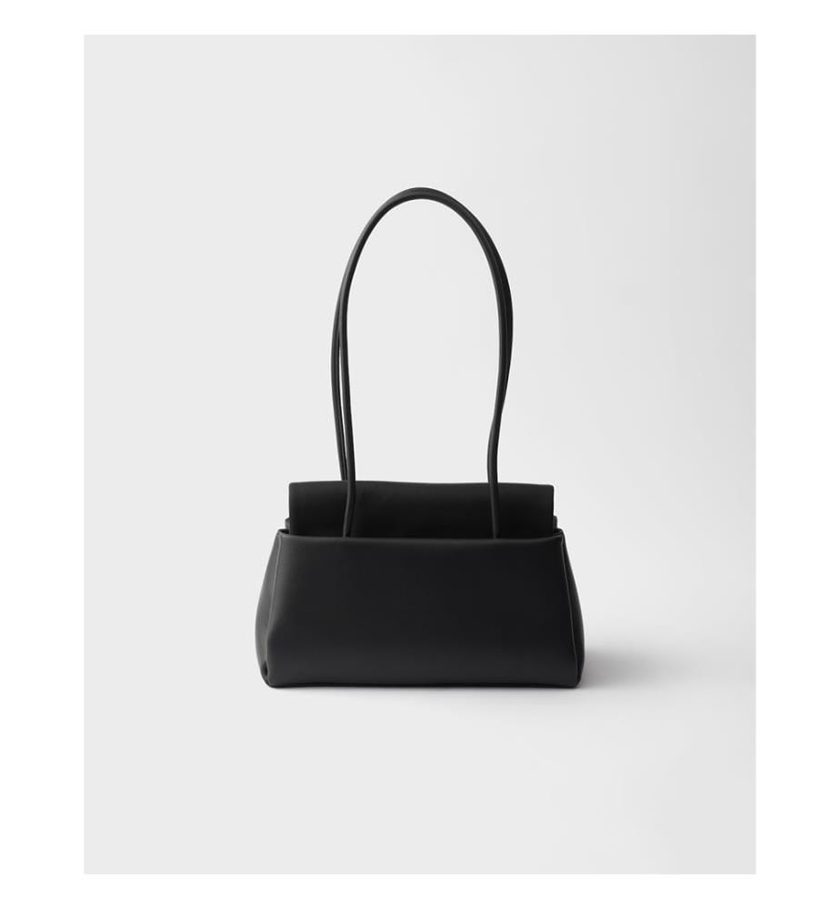 Sac moyen Prada Passage cuir avec rabat Re-Nylon - Noir