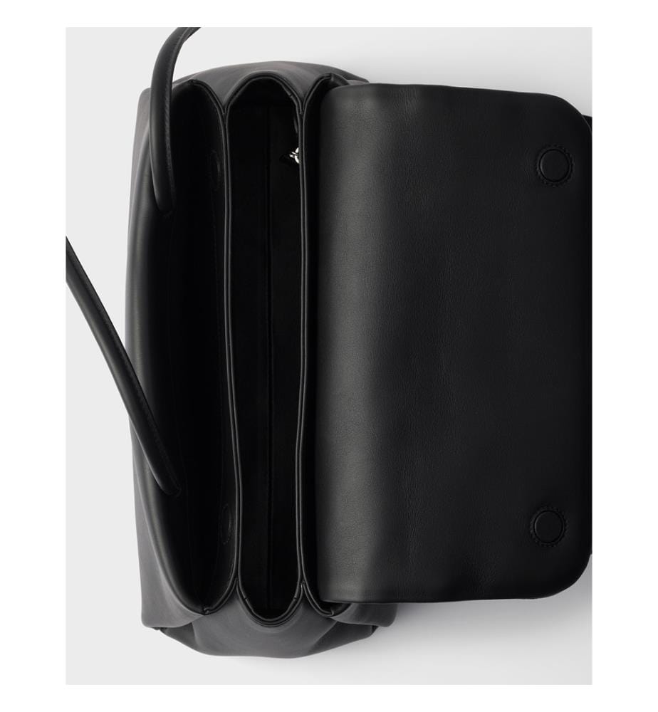 Sac moyen Prada Passage cuir avec rabat Re-Nylon - Noir