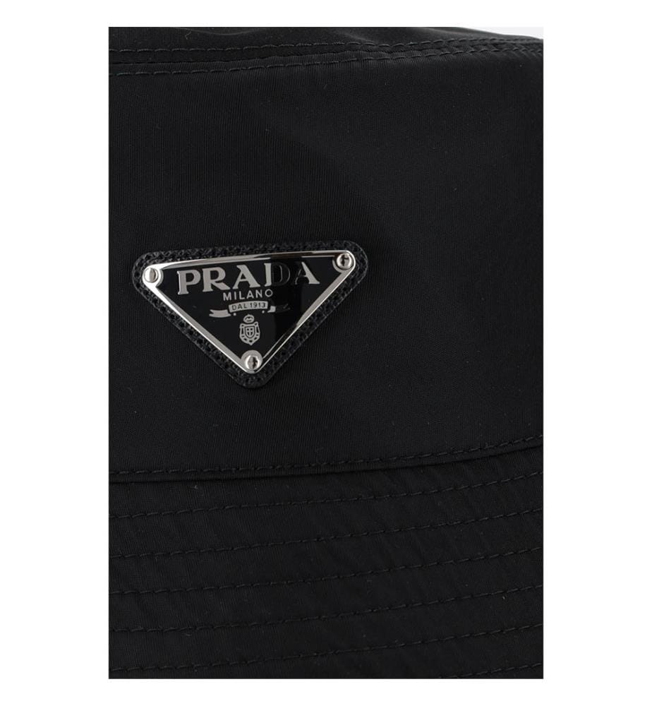 Re-Nylon bucket hat with logo - Black