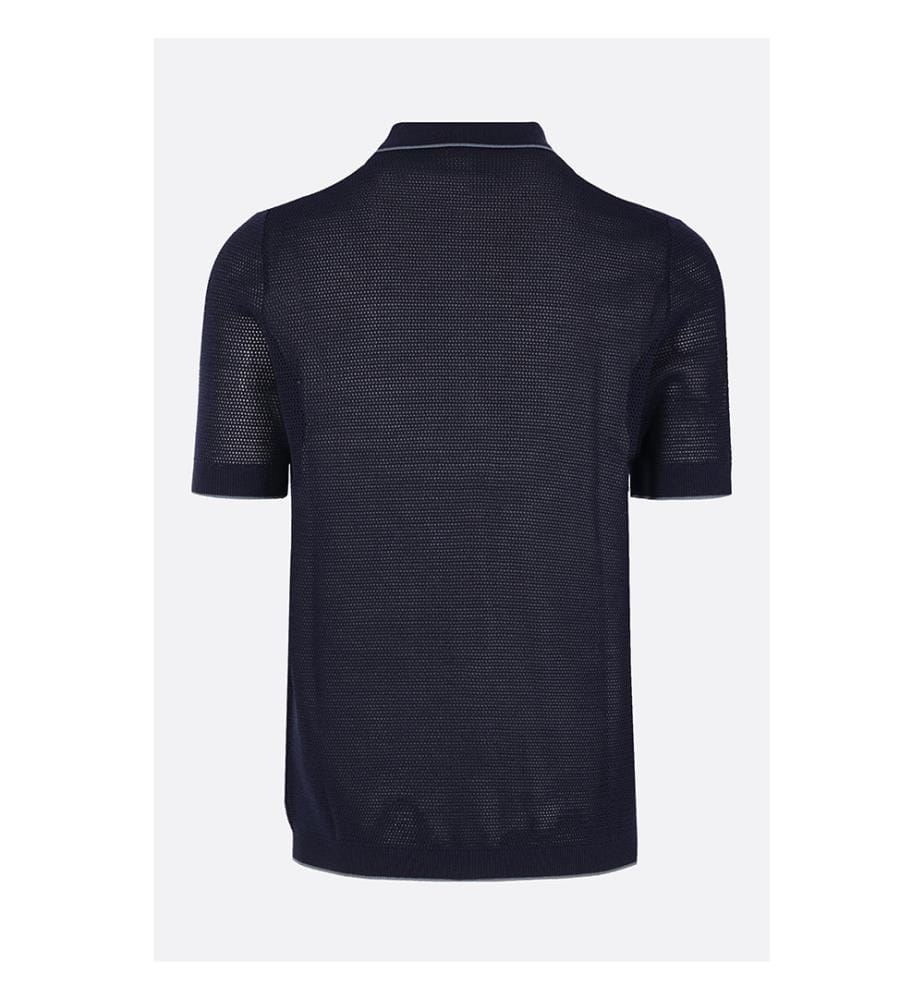 Silk and Cotton Polo Shirt - Blue