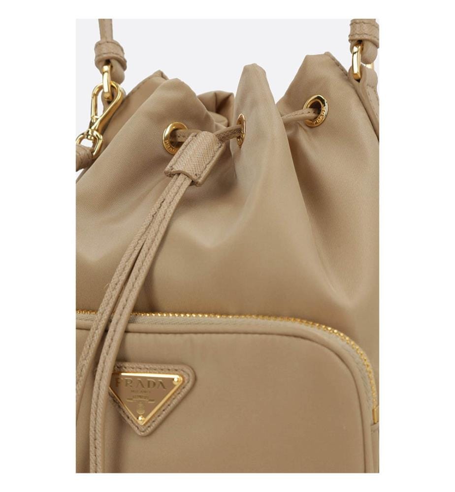 Borsa a secchiello Duet in Re-Nylon - Beige