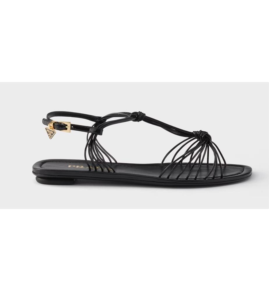 Flat Patent Leather Sandals - Black