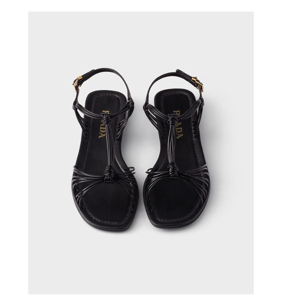 Flat Patent Leather Sandals - Black