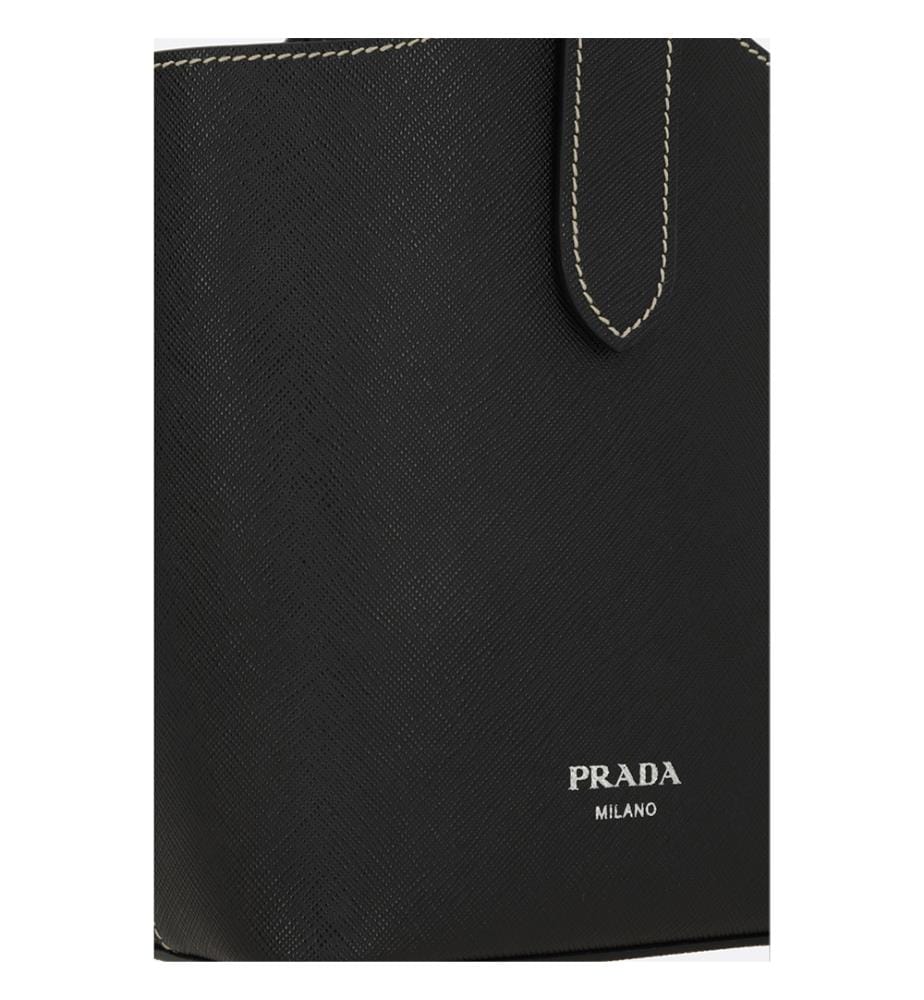 Sac seau en cuir Saffiano – Noir