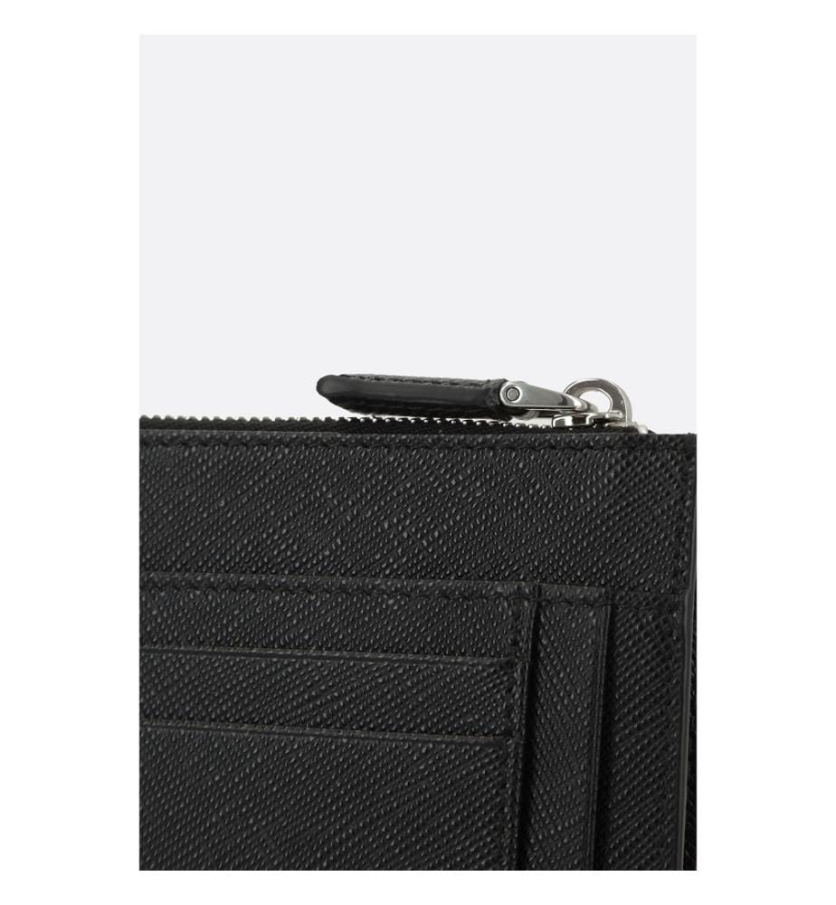 Zipped Card Case in Saffiano Leather - Black