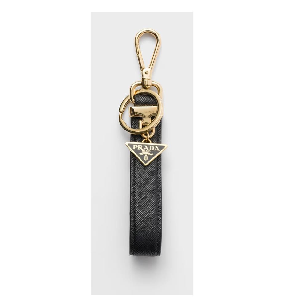 Saffiano Leather Keychain - Black