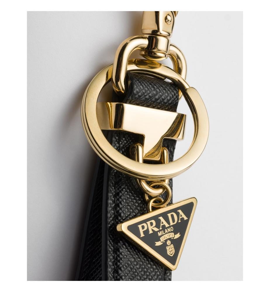 Saffiano Leather Keychain - Black