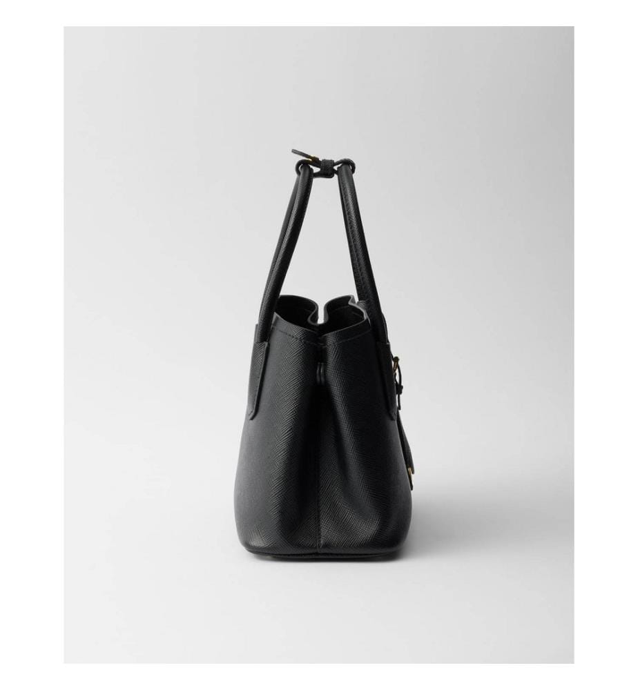 Double Small Saffiano Ledertasche - Schwarz