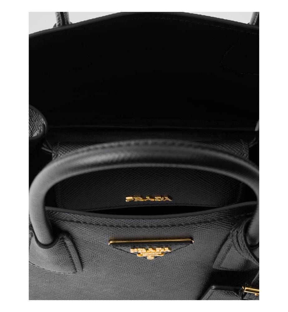 Double Small Saffiano Ledertasche - Schwarz