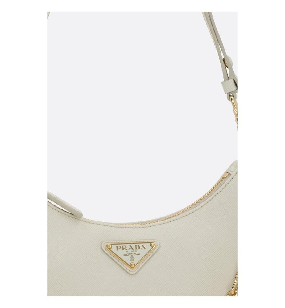 Re-Edition Mini Shoulder Bag in Saffiano Leather - Chalk White