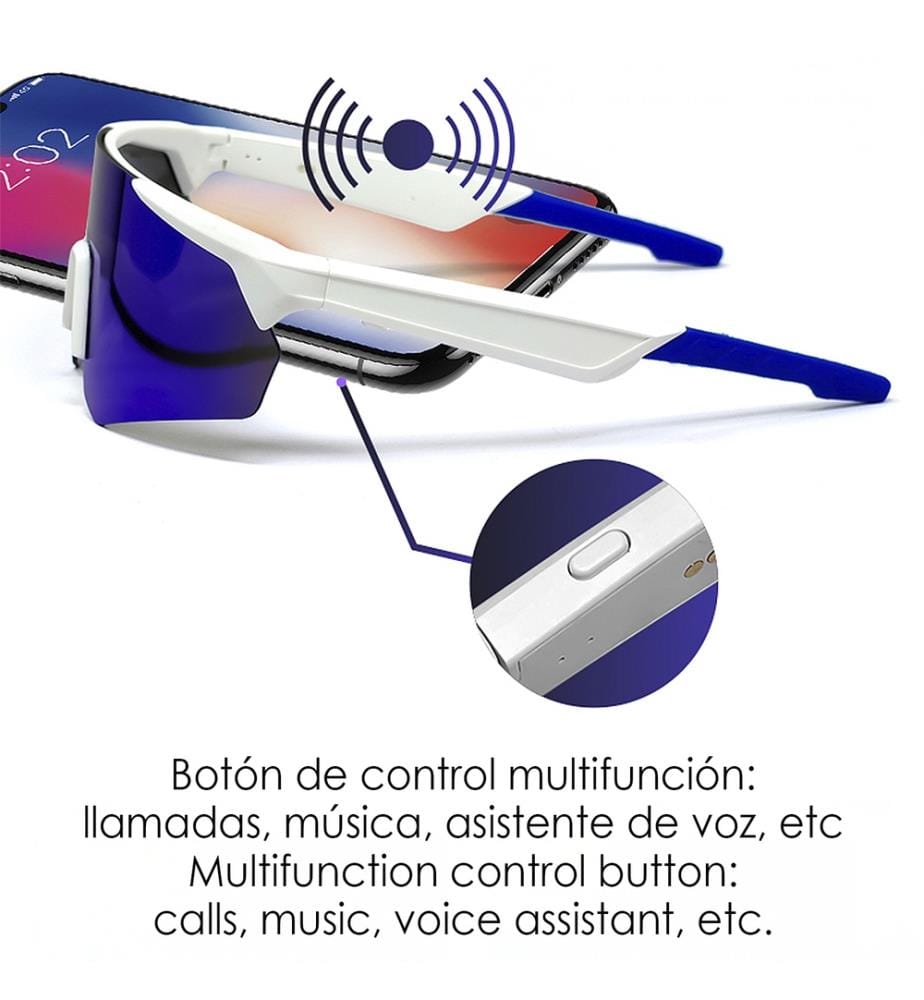 Occhiali sportivi intelligenti QY PRO 2 - Bianco e blu