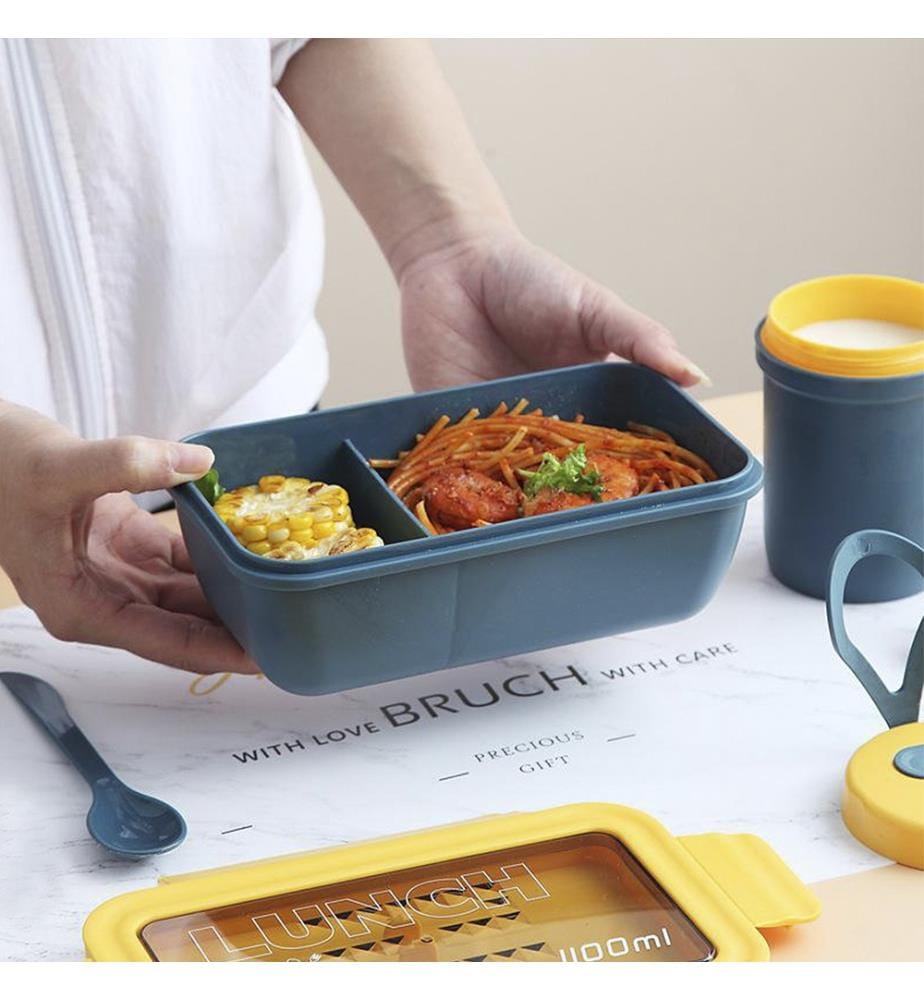 Hermetische Lunchbox 1100 ml mit Thermobecher - Marineblau