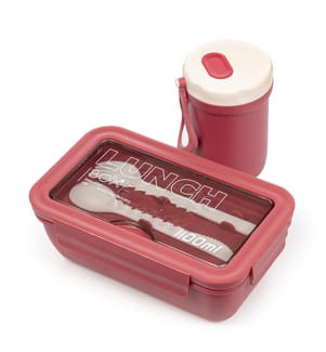 Hermetische Lunchbox 1100 ml mit Thermobecher - Dark Pink