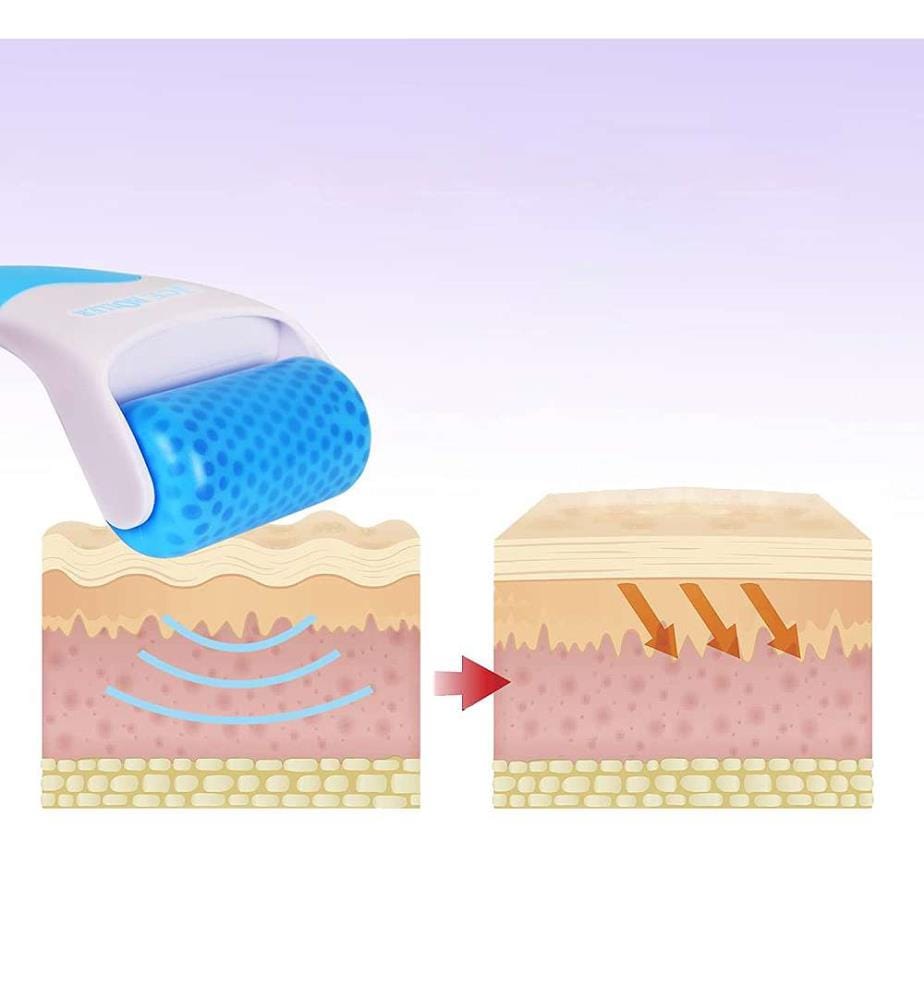 Rouleau de glace pour le visage, instrument de massage et de soin - Bleu