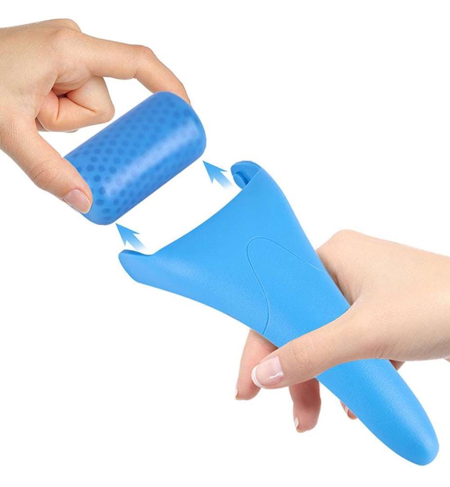 Rouleau de glace pour le visage, instrument de massage et de soin. Tête en plastique - Vert clair