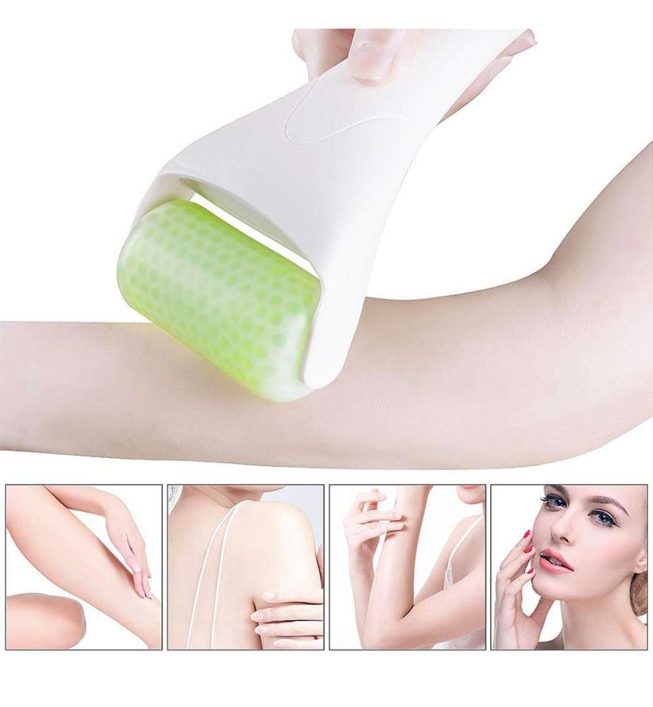 Rouleau de glace pour le visage, instrument de massage et de soin. Tête en plastique - Vert clair