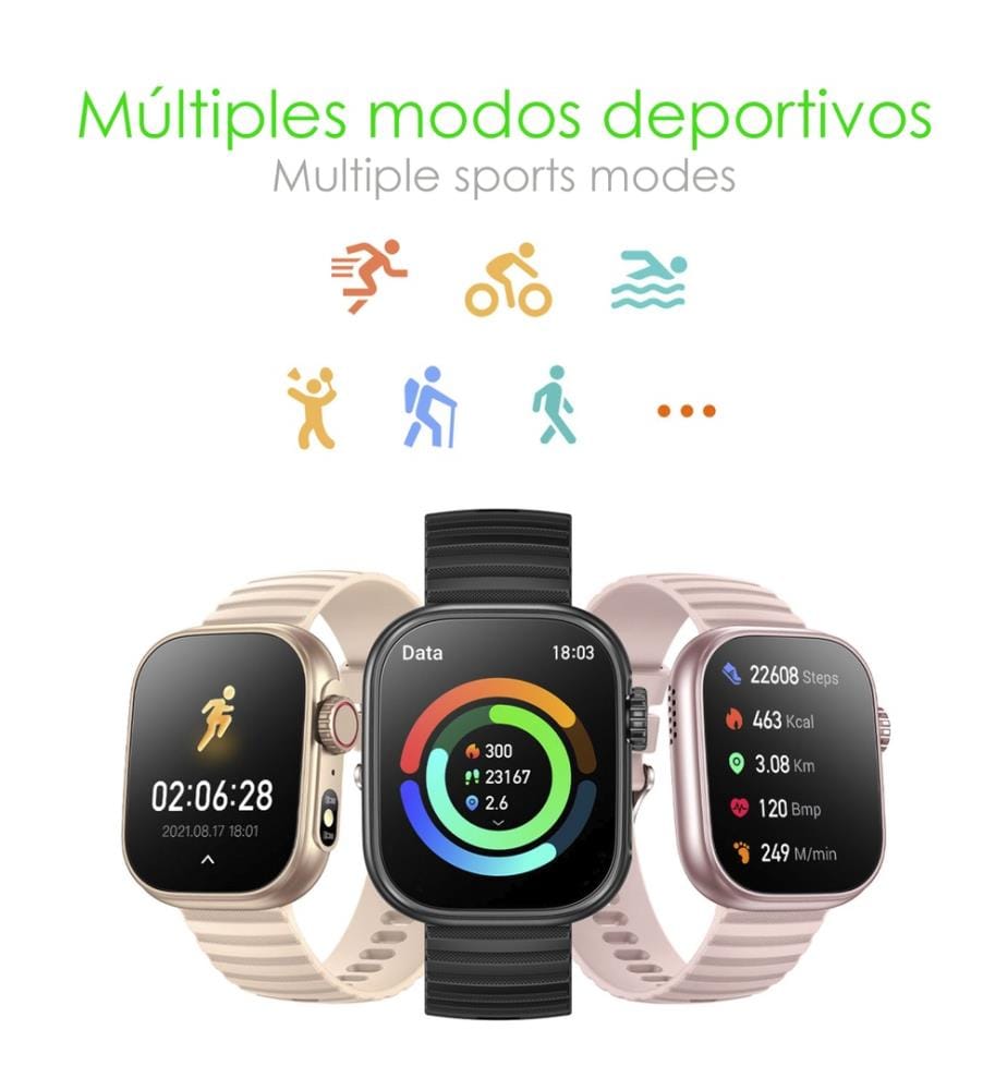 Verbundene Uhr ZW39 mit Anwendungsbenachrichtigungen, Bluetooth-Anwendungen und Blutdruck- und Sauerstoffmonitor.