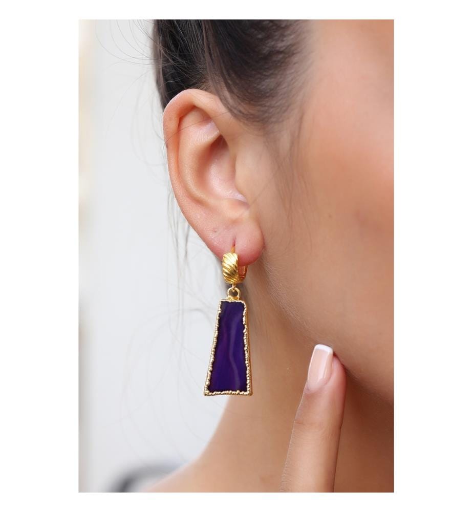 Achat-Ohrringe - Violett